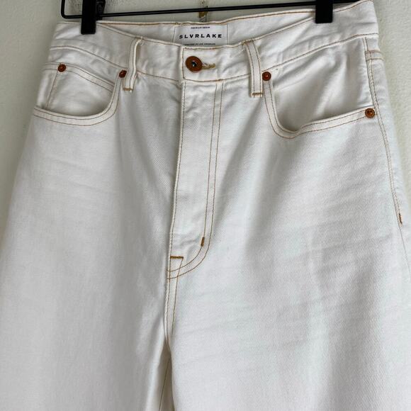 SLVRLAKE Beatnik Ankle Jeans Size 28 Ivory Ecru High Rise Straight Denim Staple - Picture 8 of 14